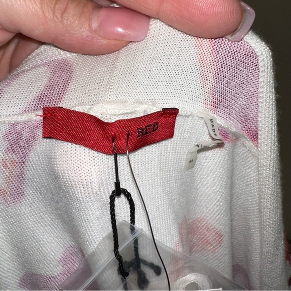 Heart Pattern Cardigan lightweight sweater open front size Medium - Picture 3 of 4